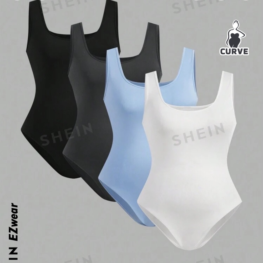 U shape body suit white blue black and gray
